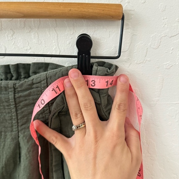 BP Olive Green Crinkle Gauze Style Paper Bag Waist Wide Leg Pants XS - Picture 4 of 7